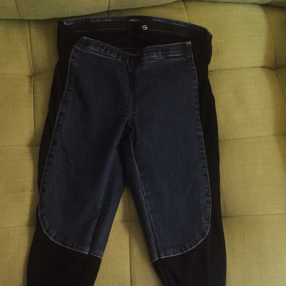 Nasty Gal Denim and black spandex legging